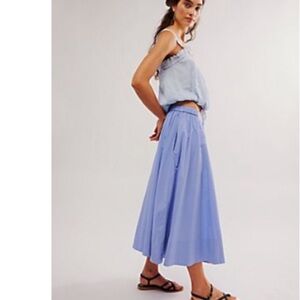 Free People NWOT Lowen MIDI SKIRT Blue Heron